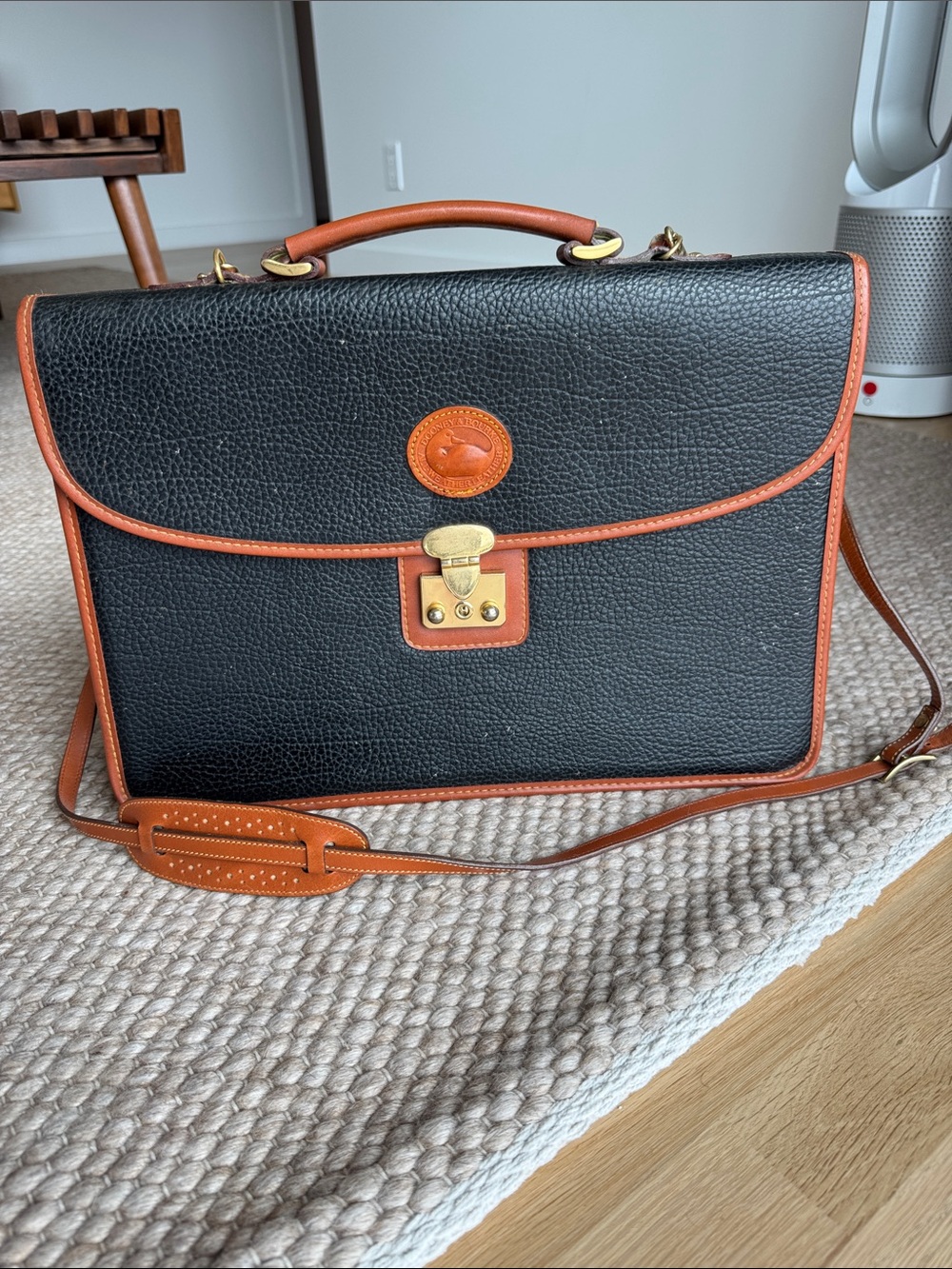 Classic Black and Brown Leather Briefcase - Dooney & Bourke